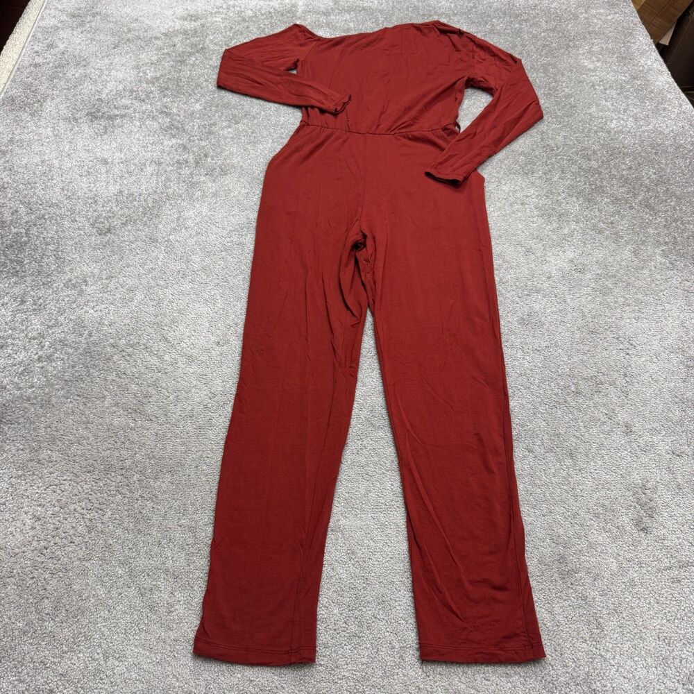 Little Mistress Asymmetric Neck Jumpsuit Women 6 Red Long Sleeves Pocket Stretch